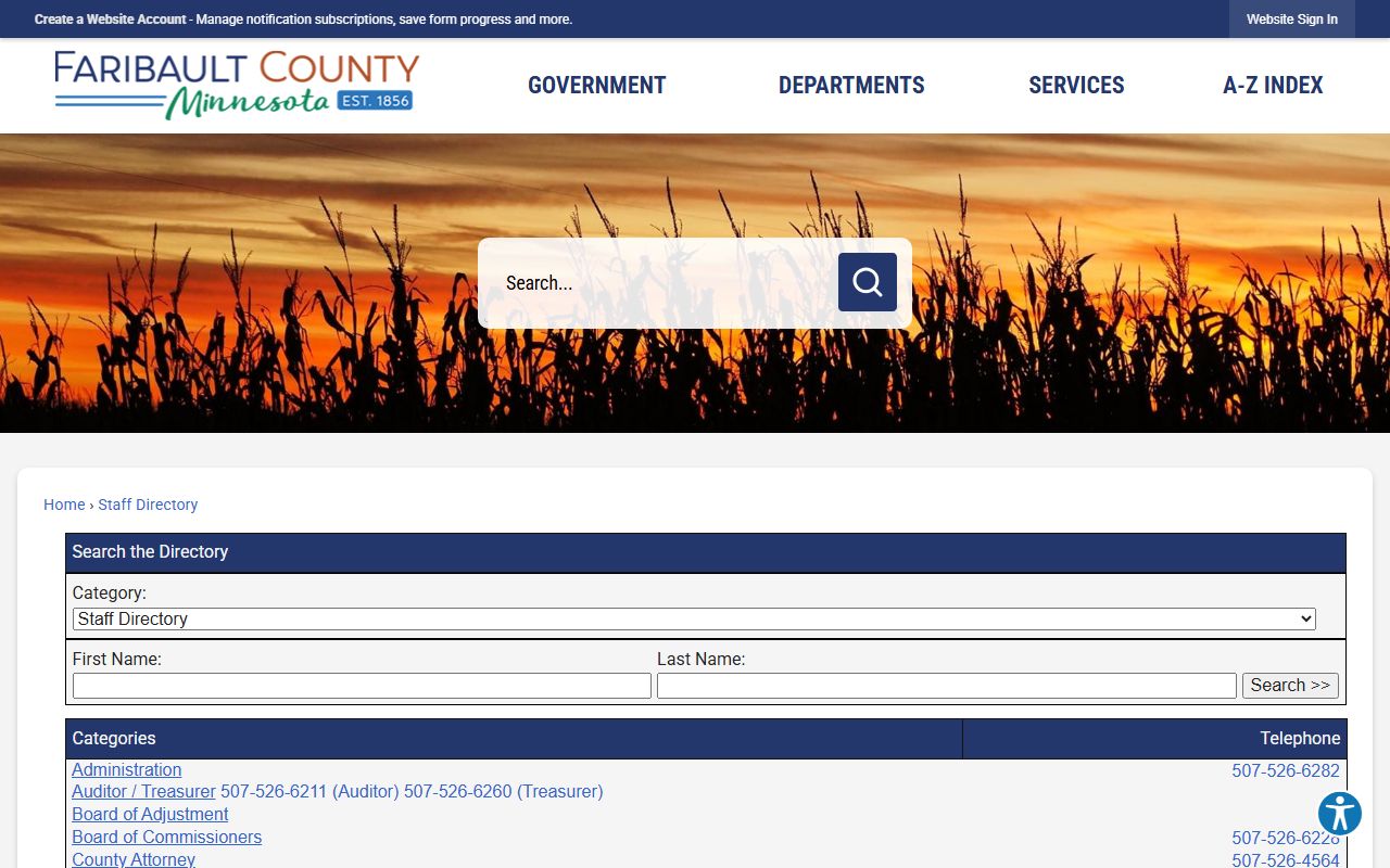 Faribault County staff directory