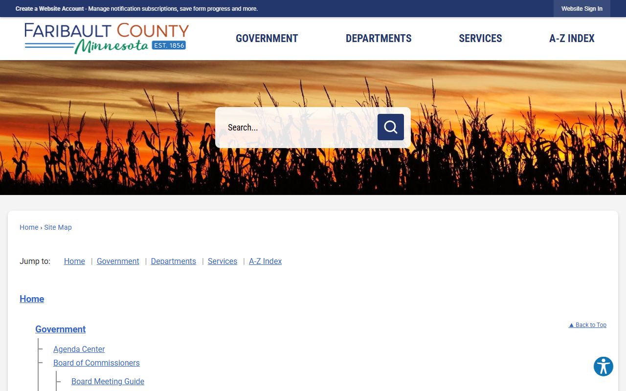 Faribault County site map