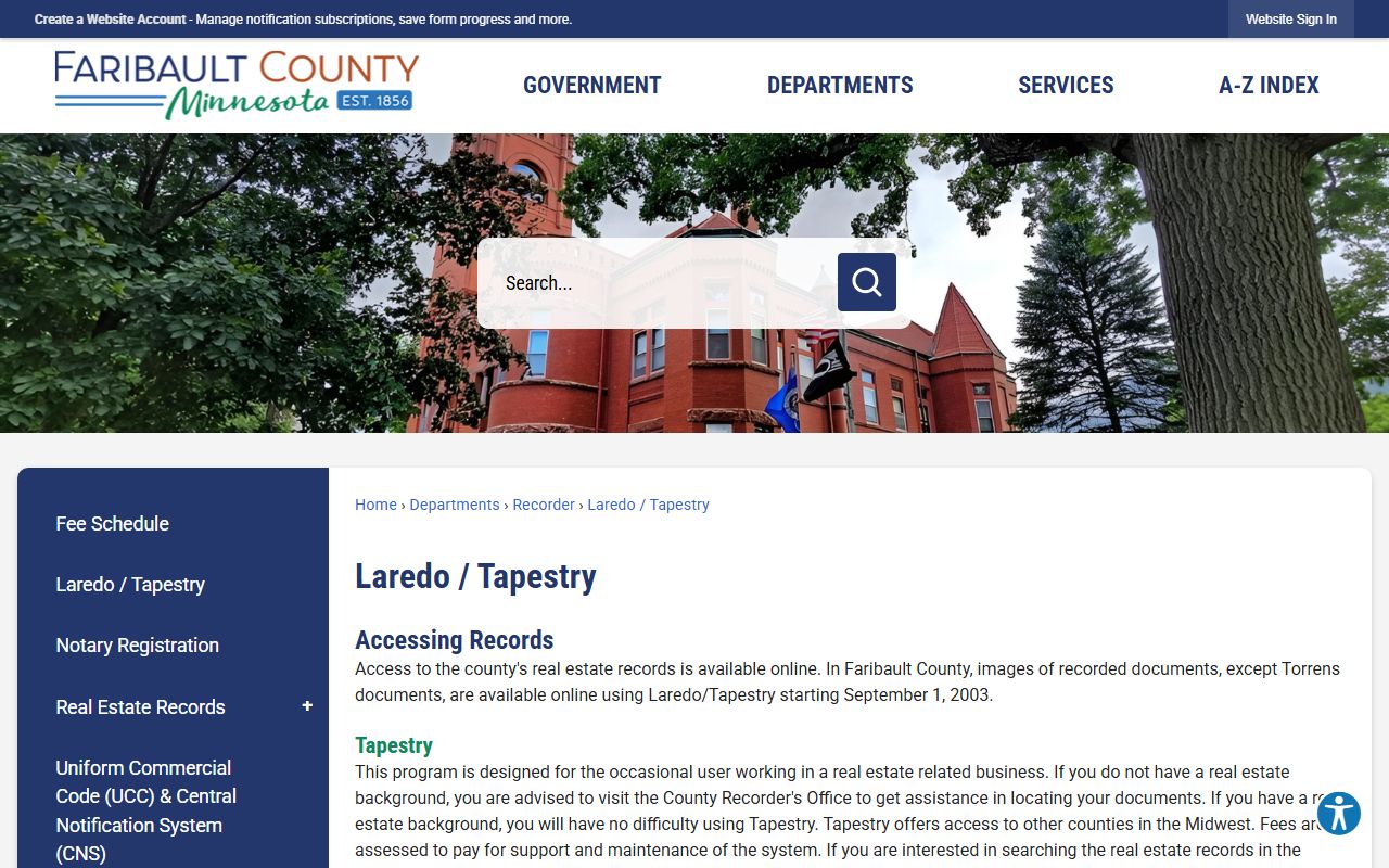 Recorder Laredo and Tapestry access page