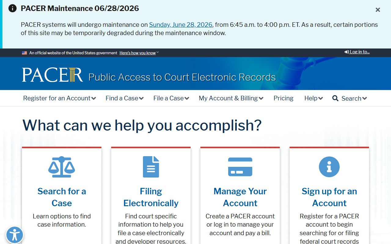PACER federal court records portal