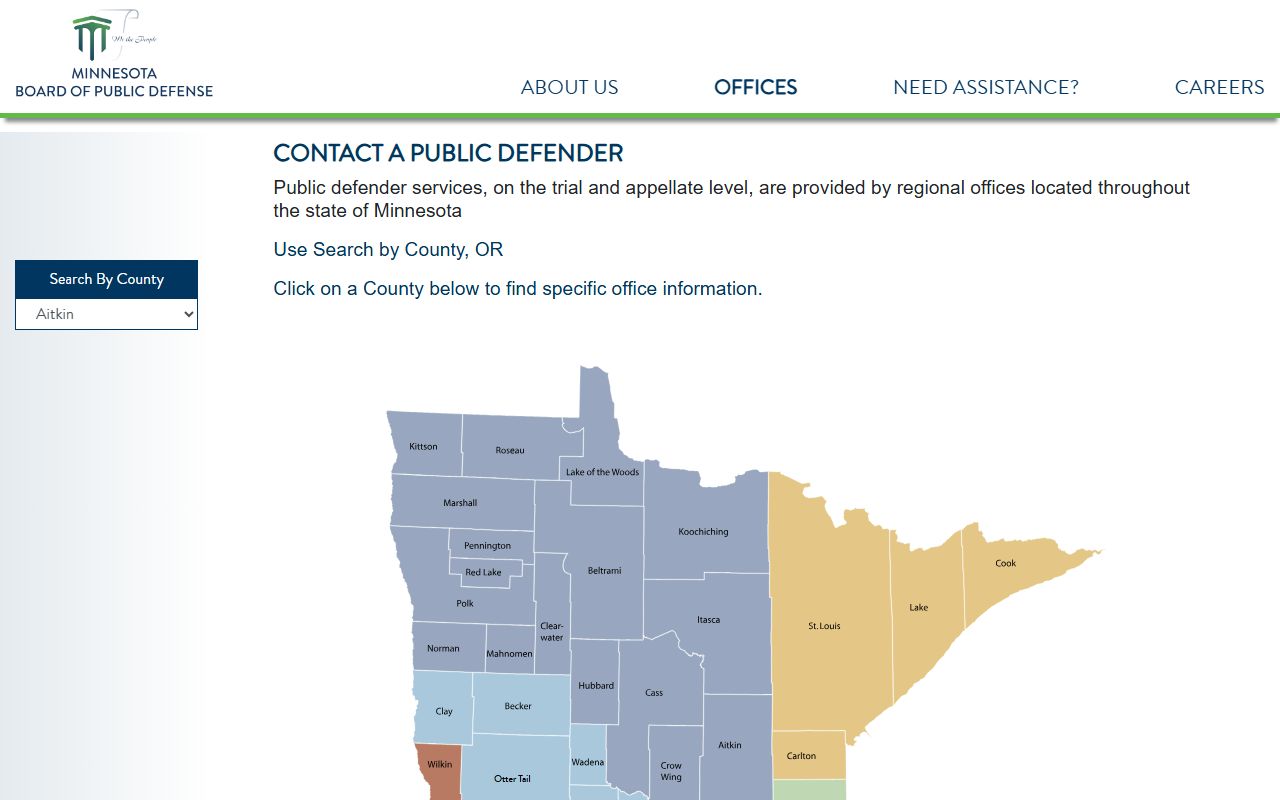 Faribault County arrest records public defender offices