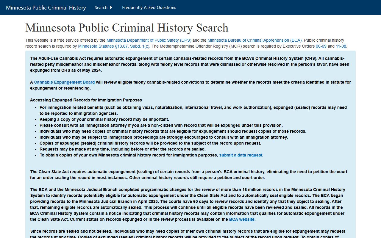 Faribault County criminal court records BCA Public Criminal History Search