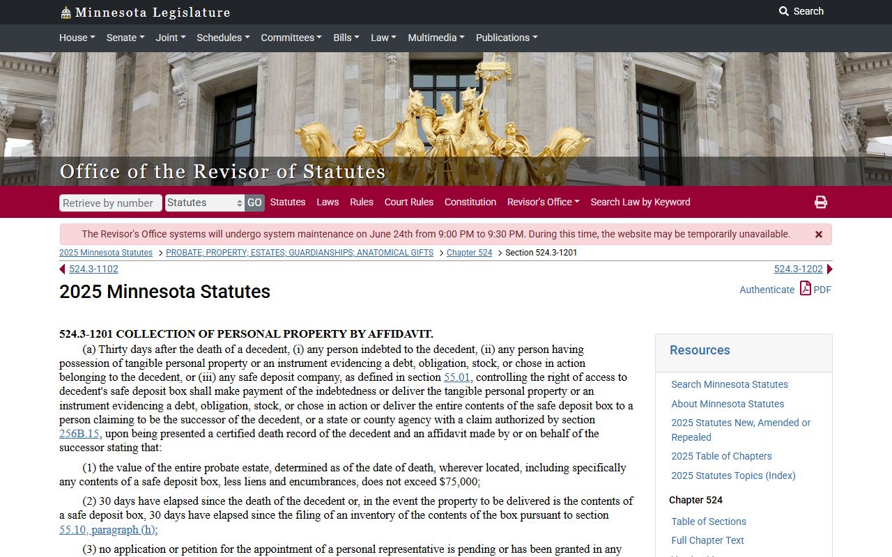 Minnesota small estate affidavit statute