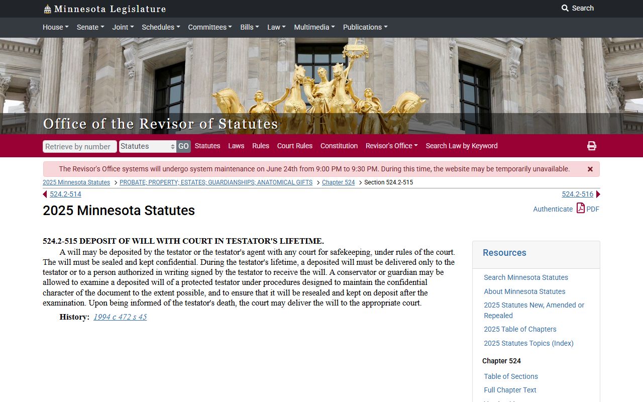 Minnesota self-proved wills statute