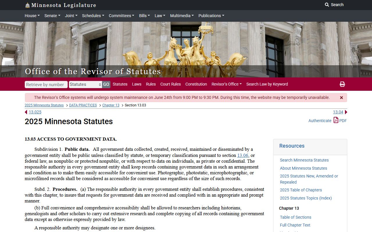 Minnesota Government Data Practices Act access statute